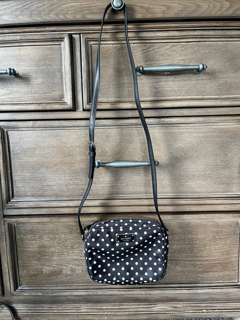 kate spade Black with White Polka Dot Crossbody Bag